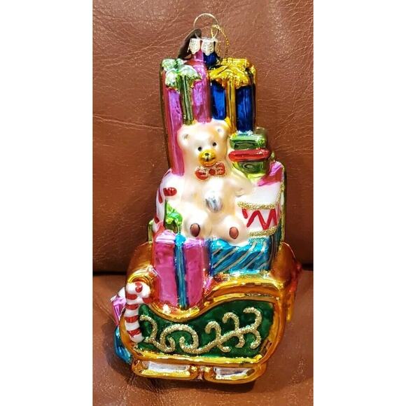 2003 Thomas Pacconi Classics Ornaments 5.5 Inch Sleigh Santa Snowman Wooden Box - Picture 4 of 16